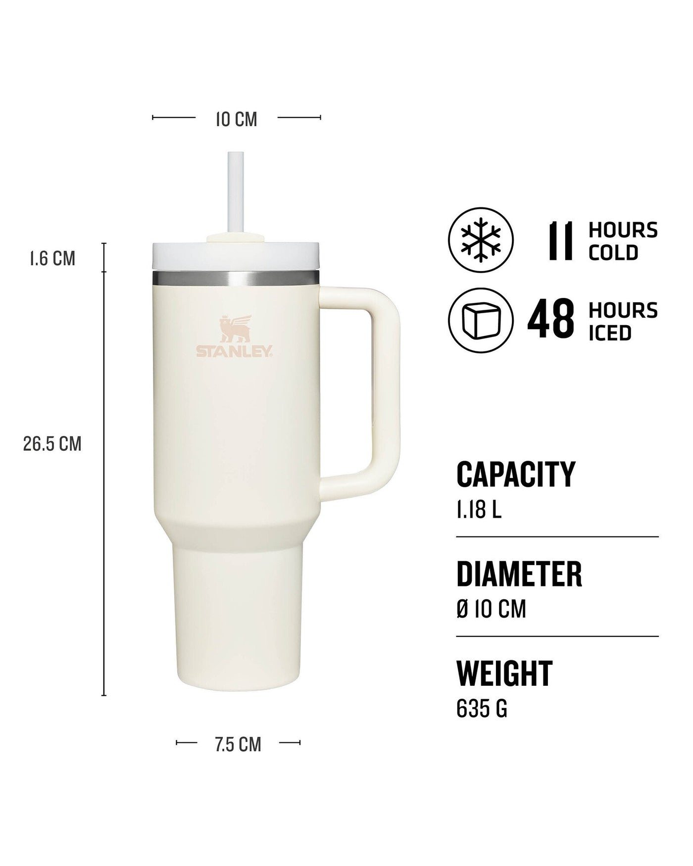 Cream Stanley Quencher H2.0 Flowstate 1.18L Insulated Travel Tumbler